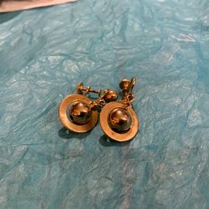 Gold toned screw backed  dangle Earrings, marked Alice.